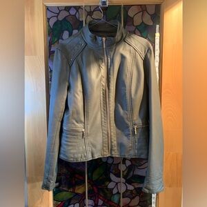 Le Chateau medium army green faux leather jacket.